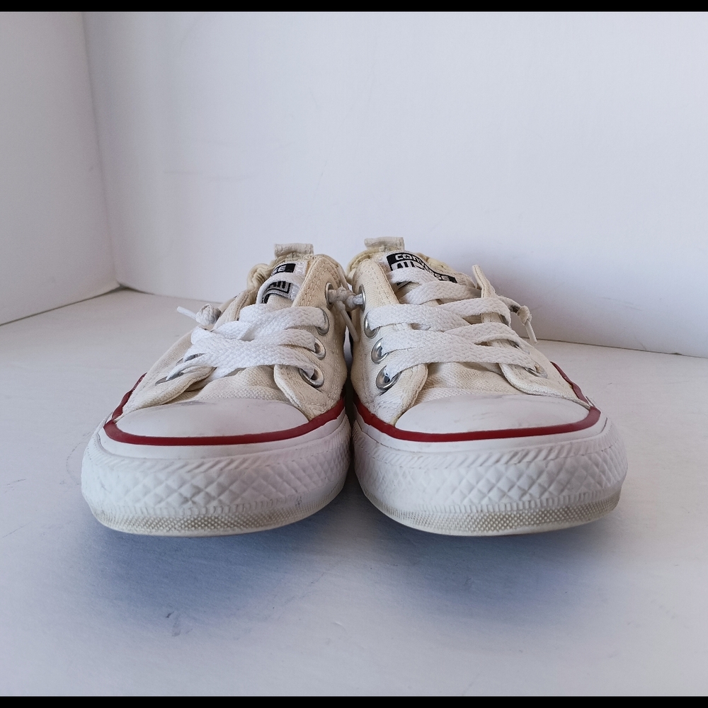 🤍 Converse All Star White Canvas Sneakers Shoes Womens 7 White Low Slip - Picture 9 of 15